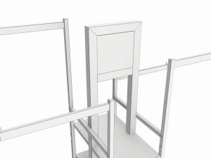 Store 4-way Square Tube Clothing Rack 3D Model