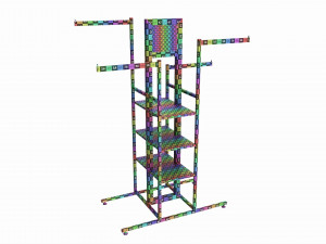 Store 4-way Square Tube Clothing Rack 3D-Modell