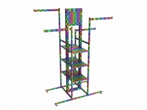 Store 4-way Square Tube Clothing Rack 3D Model