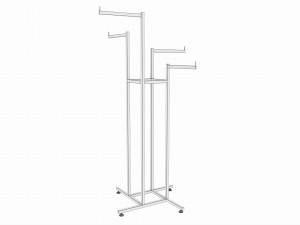 Store Adjustable 4-way Square Tube Clothing Rack Model 3D