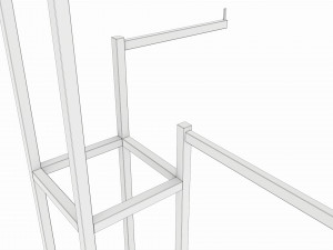 Store Adjustable 4-way Square Tube Clothing Rack Model 3D