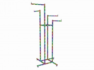 Store Adjustable 4-way Square Tube Clothing Rack Model 3D