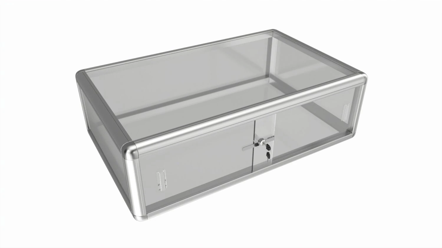 Store Flat Counter Top Glass Showcase 3D Model .c4d .max .obj .3ds .fbx .stl .blend