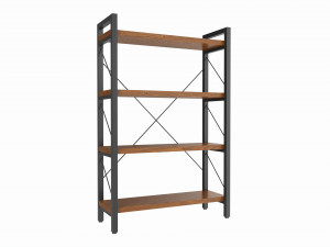 Store Industrial Shelf Bookcase Metal and Wooden Modelo 3D