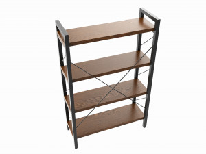 Store Industrial Shelf Bookcase Metal and Wooden Modelo 3D