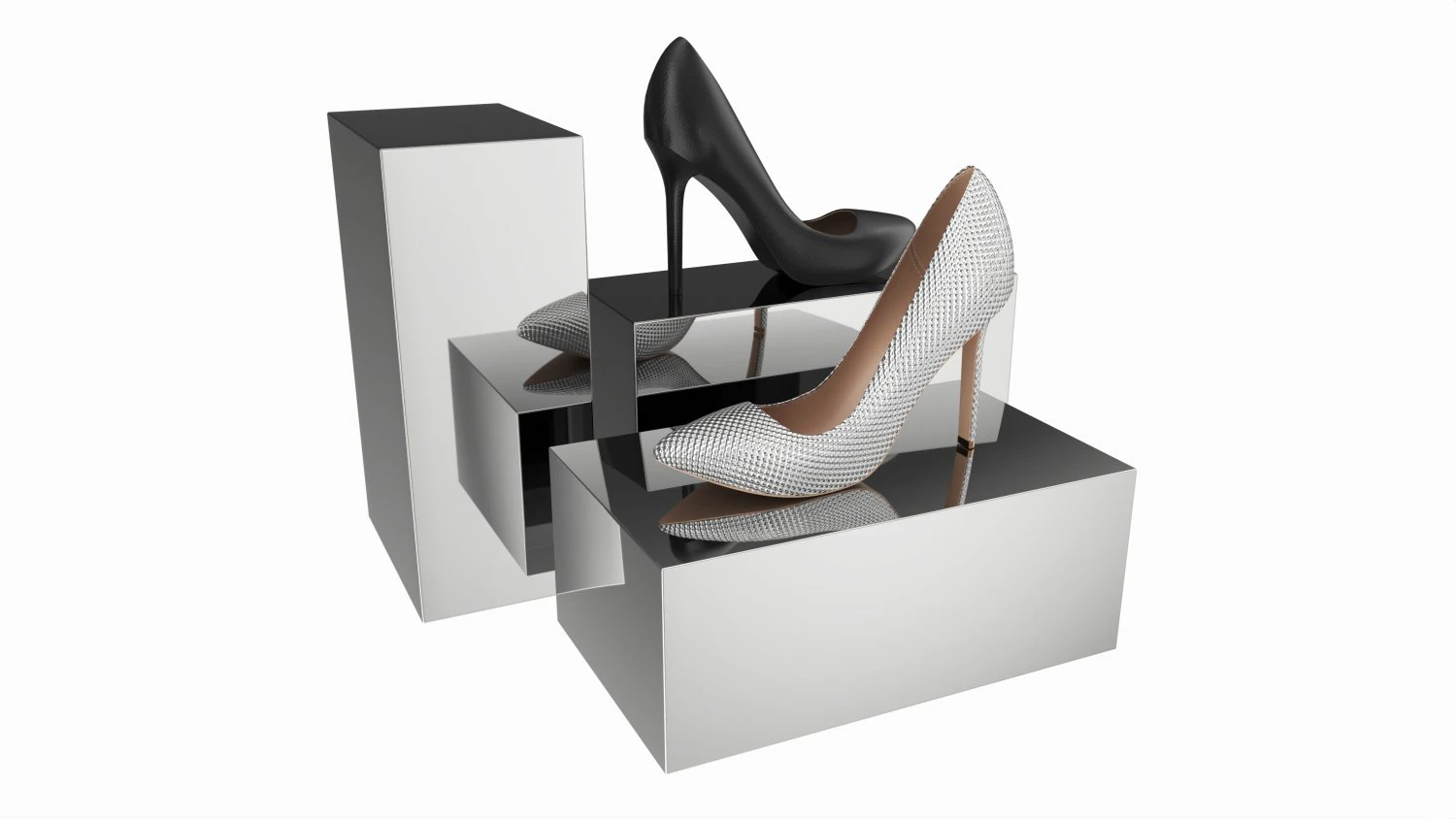 Store Mirror Shoe Display Stand 3D Model .c4d .max .obj .3ds .fbx .stl .blend 