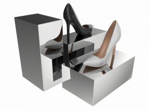 Store Mirror Shoe Display Stand 3D Model