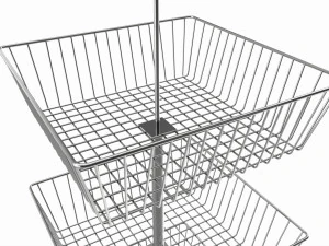 Store Wire Square Baskets 3-tier on Wheels 3D Model