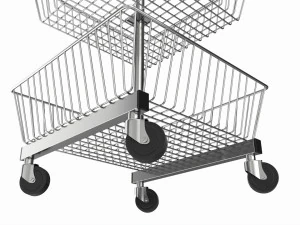 Store Wire Square Baskets 3-tier on Wheels 3D Model