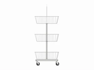 Store Wire Square Baskets 3-tier on Wheels 3D Model
