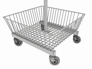 Store Wire Square Baskets 3-tier on Wheels 3D Model