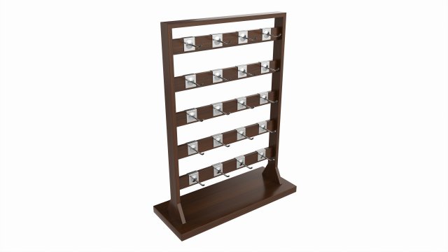 Store Wooden Display Rack with Removable Hooks Modelo 3D .c4d .max .obj .3ds .fbx .stl .blend 
