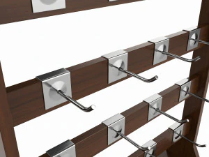 Store Wooden Display Rack with Removable Hooks 3D Model