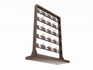 Store Wooden Display Rack with Removable Hooks Modelo 3D