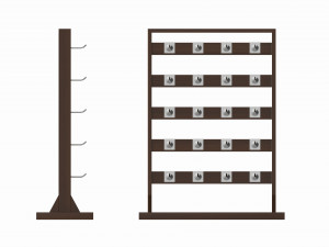 Store Wooden Display Rack with Removable Hooks Modelo 3D