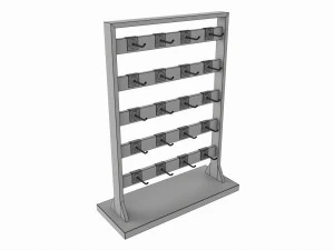 Store Wooden Display Rack with Removable Hooks 3D Model