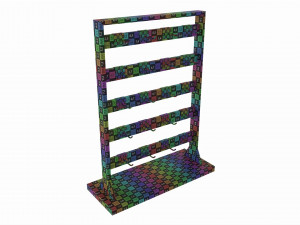 Store Wooden Display Rack with Removable Hooks Modelo 3D