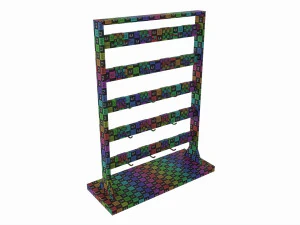 Store Wooden Display Rack with Removable Hooks 3D Model
