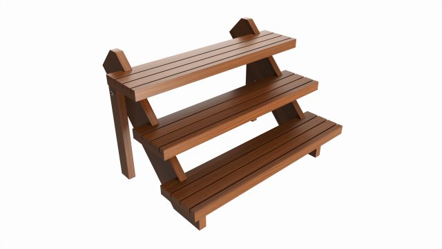 Store Wooden Display Stand 3-tier 3D Model .c4d .max .obj .3ds .fbx .stl .blend 