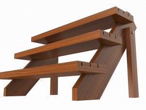 Store Wooden Display Stand 3-tier 3D Model