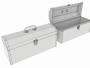 Vintage metal portable toolbox chest set 3D Model