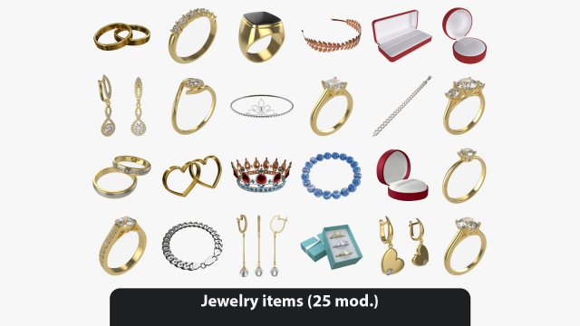 Jewelry items Modelo 3D .c4d .max .obj .3ds .fbx .stl .blend 