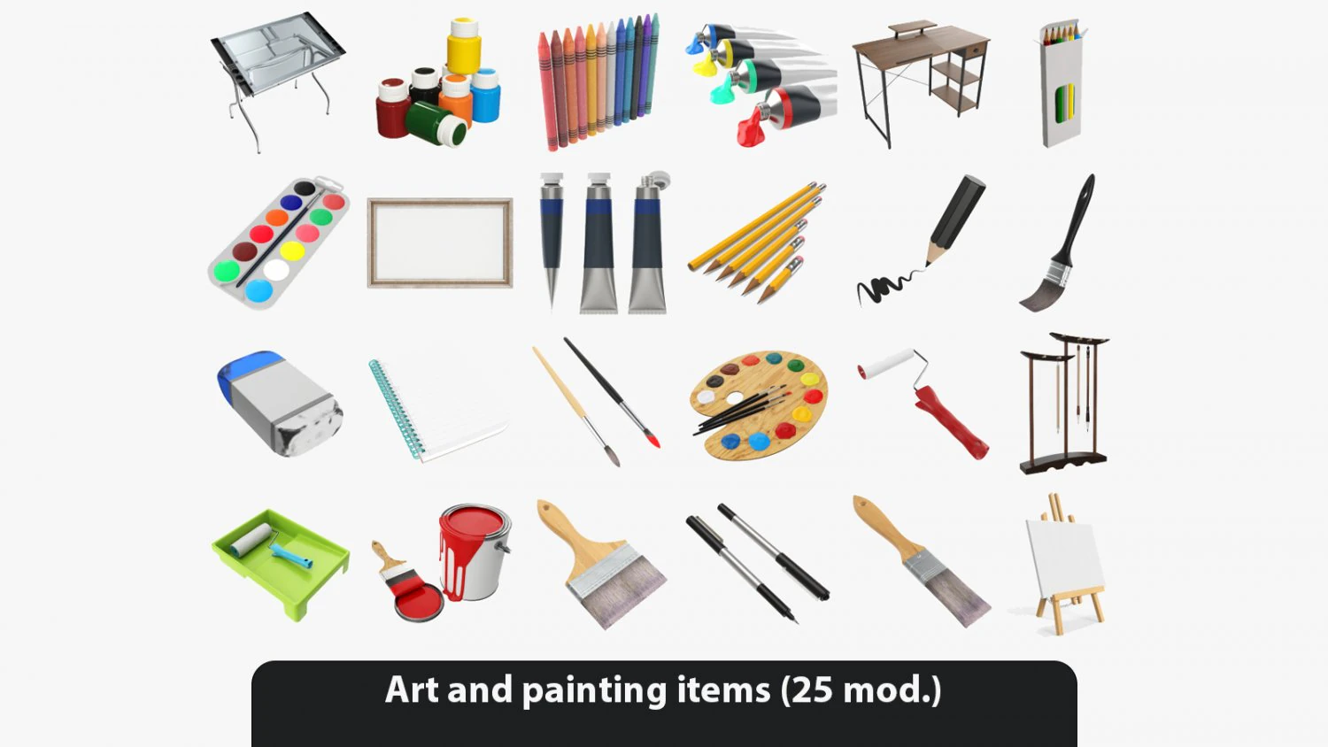Art and painting items 3D Model .c4d .max .obj .3ds .fbx .stl .blend 