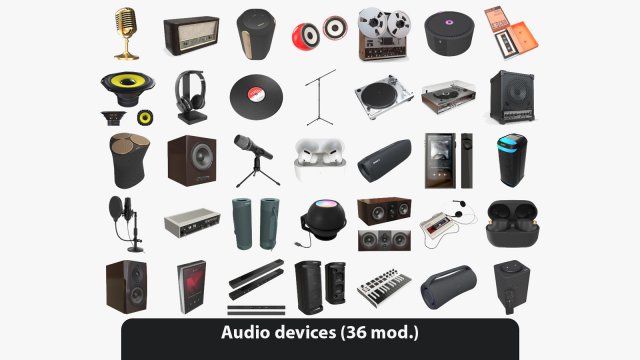 Audio devices and accessories Modello 3D .c4d .max .obj .3ds .fbx .stl .blend 