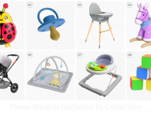 Baby room items 3D Model
