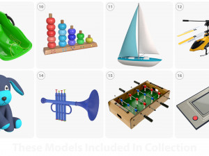 Child-boy room items 3D Модель