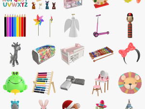 Child-girl room items 3D 模型