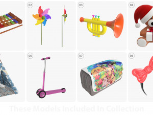 Child-girl room items Modello 3D