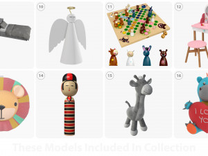 Child-girl room items Modello 3D
