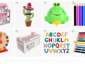 Child-girl room items 3D Model
