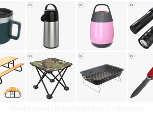 Camping equipment and accessories 3D 模型