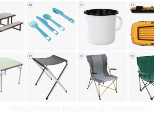 Camping equipment and accessories 3D 模型