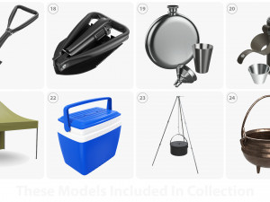 Camping equipment and accessories 3D 模型