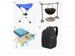 Camping equipment and accessories 3D 模型