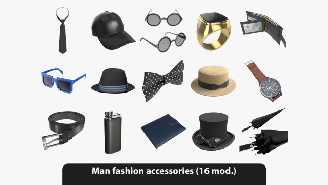 Man fashion accessories Modèle 3D .c4d .max .obj .3ds .fbx .stl .blend 