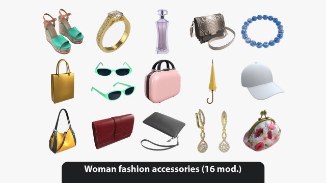 Woman fashion accessories 3D Модель .c4d .max .obj .3ds .fbx .stl .blend 