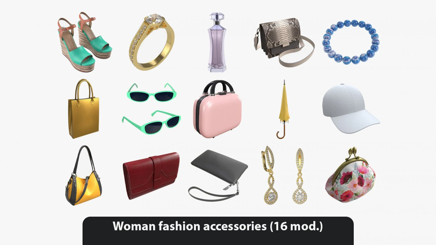Woman fashion accessories 3D Model .c4d .max .obj .3ds .fbx .stl .blend