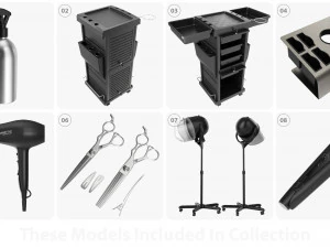 Hairdresser shop items 3D Model
