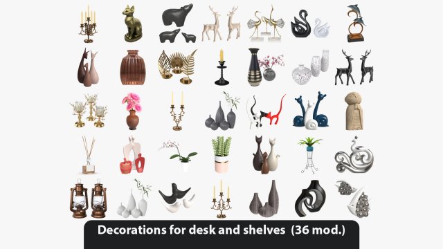 Decorations for desk and shelves 3D-Modell .c4d .max .obj .3ds .fbx .stl .blend 