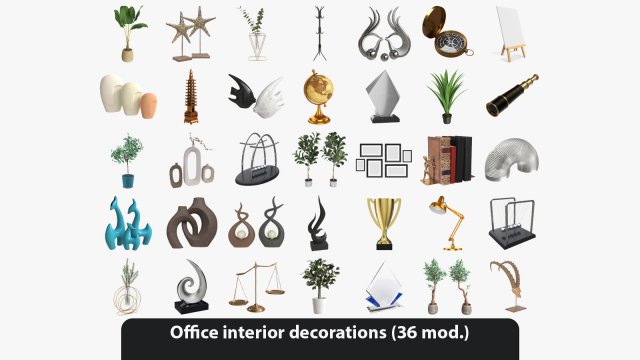 Office interior decorations 3Dモデル .c4d .max .obj .3ds .fbx .stl .blend 