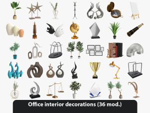 Office interior decorations 3D Model