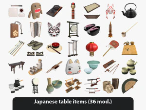 Itens de mesa japoneses Modelo 3D