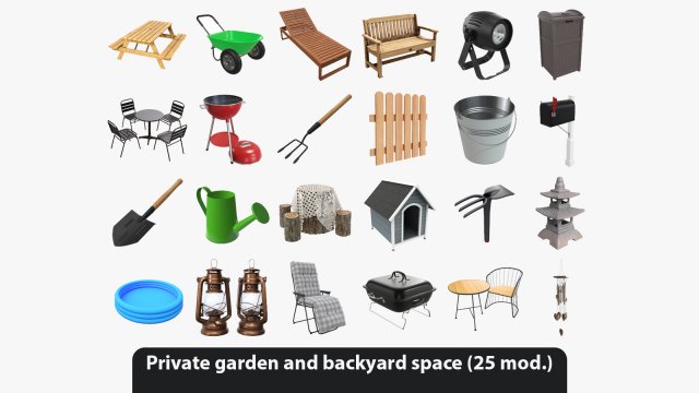 Private garden and backyard space 3Dモデル .c4d .max .obj .3ds .fbx .stl .blend 