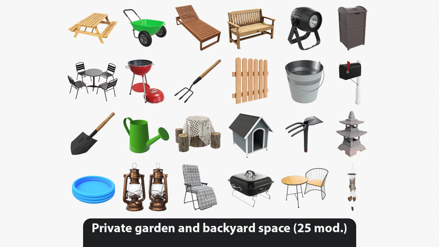Private garden and backyard space 3D Model .c4d .max .obj .3ds .fbx .stl .blend
