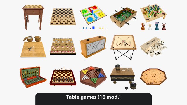 Table games 3D Model .c4d .max .obj .3ds .fbx .stl .blend 