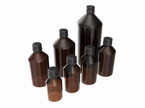 Бутылочки, 7 комплектов витаминов и спортивного питания 3D Модель